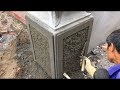 Excellent Construction Techniques | How to Decorate The  Column With Mixture of Sand And Cement