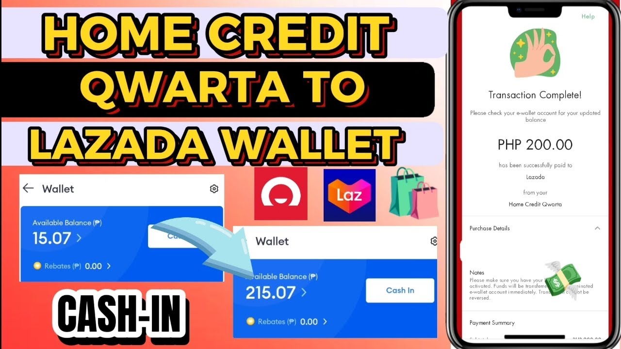 HOME CREDIT QWARTA TO LAZADA WALLET! How to CASH-IN Lazada using HOME CREDIT QWARTA? OLD VERSION