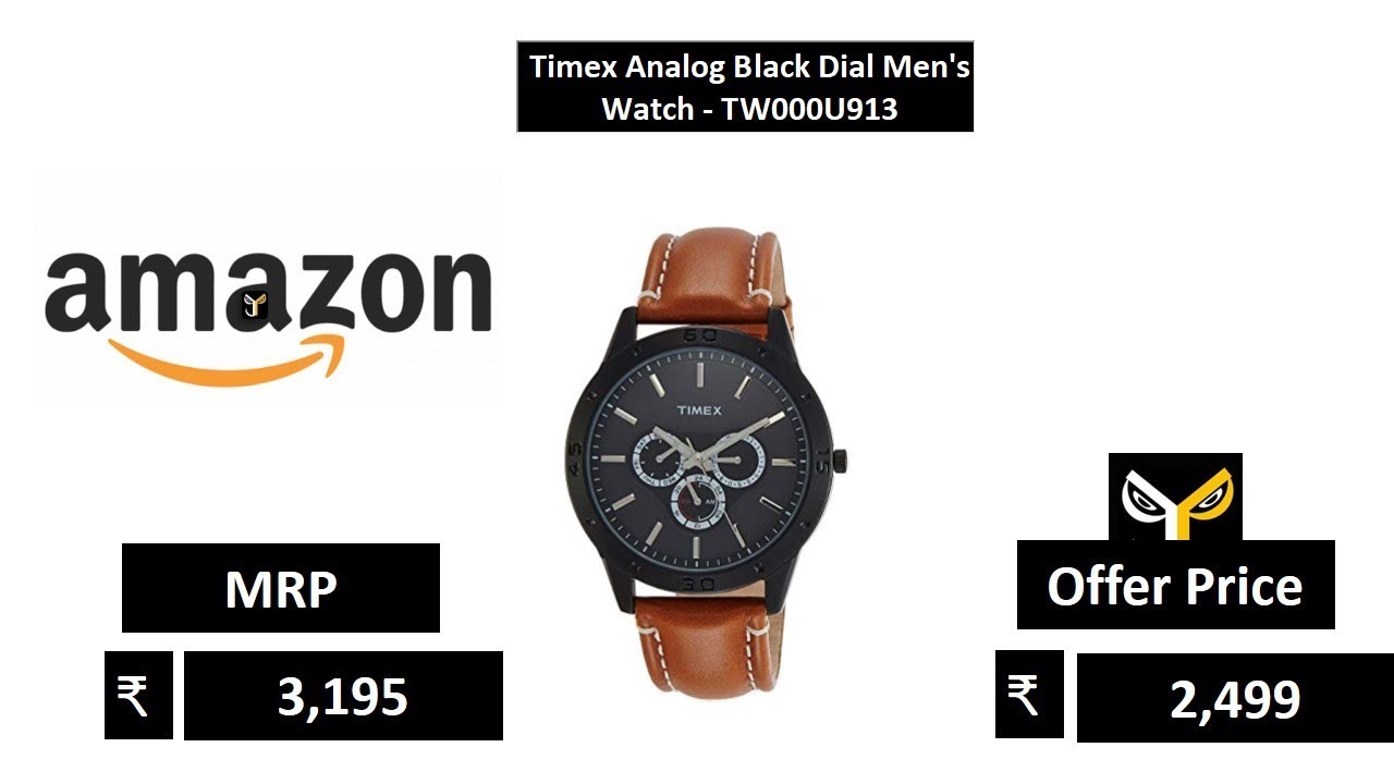 Timex Analog Black Dial Men's Watch - TW000U913 - YouTube