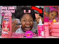 Doing my Damage hair Only Using PINK hair Products!