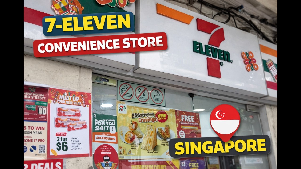 Inside Singapore’s 7-Eleven 🇸🇬 | What to Buy at Convenience Stores (First Time Visitor Guide)