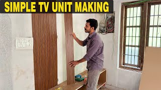 TV Unit ഉണ്ടാക്കുന്നത് കാണാം | WPC Tv Unit Making | Floating Tv Unit | Interior Design | Home Decor