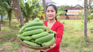 Short Sponge Gourd Is Big Enough To Harvest For Cooking - Cooking With Sreypov