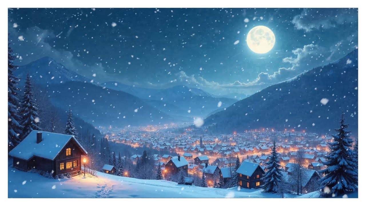 Blizzard Sleep Sounds | Snowstorm Overlooking Winter Town Howling Wind ...
