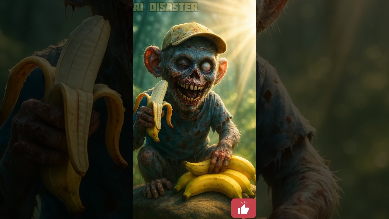 monkey become zombie 😲#cartoon#creepy#horror #animation#bhoot#ghost#ai #viral#viralshort#viralreels