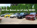 Overview of all the Bmws I own as of July 2020