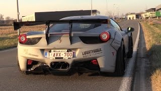 Liberty Walk Ferrari 458 w/ Fi Exhaust  Start, Acceleration, Airrex & SOUNDS!