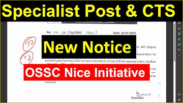 OSSC CTS & SPECIALIST POST NEW NOTICE | #ossc #osscexam