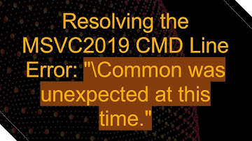 Resolving the MSVC2019 CMD Line Error: "\Common was unexpected at this time."