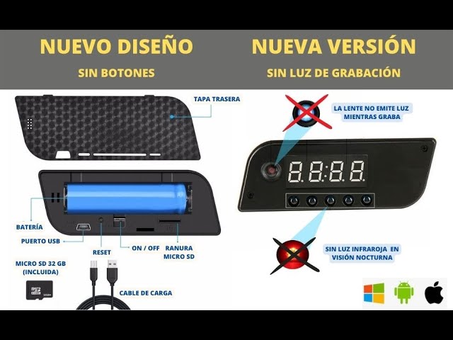 SURKOS Cámara Espía WiFi Camuflada, Mini Camara Oculta USB Cargador, (sin  Luz de Grabación) Totalmente Indetectable, 1080p Real, Detección de  Movimiento(Tarjeta Micro SD 32 GB Incluida) : : Electrónica