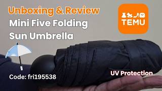 Mini Five Folding Sun Umbrella from TEMU | Pocket Size UV Protection Capsule Umbrella Review ☀️🌧️