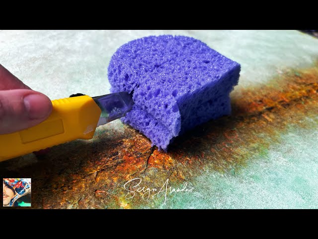 How to Simple & Easy Acrylic Painting With Sponge I DIY Oddly Satisfying  ASMR Tutorial - (Velvet) 