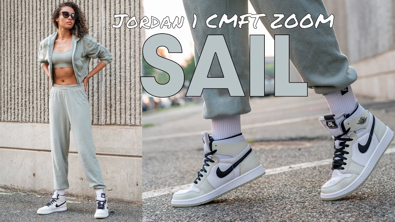 AIR JORDAN 1 ZOOM CMFT SAIL ON FOOT Review and Styling: Women’s Exclusive  Heat w/ APTHCRY Socks!