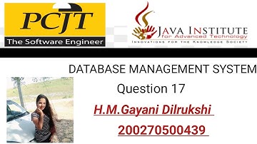 Java Institute | Database Management System | Question Set 17 | H.M.Gayani Dilrukshi