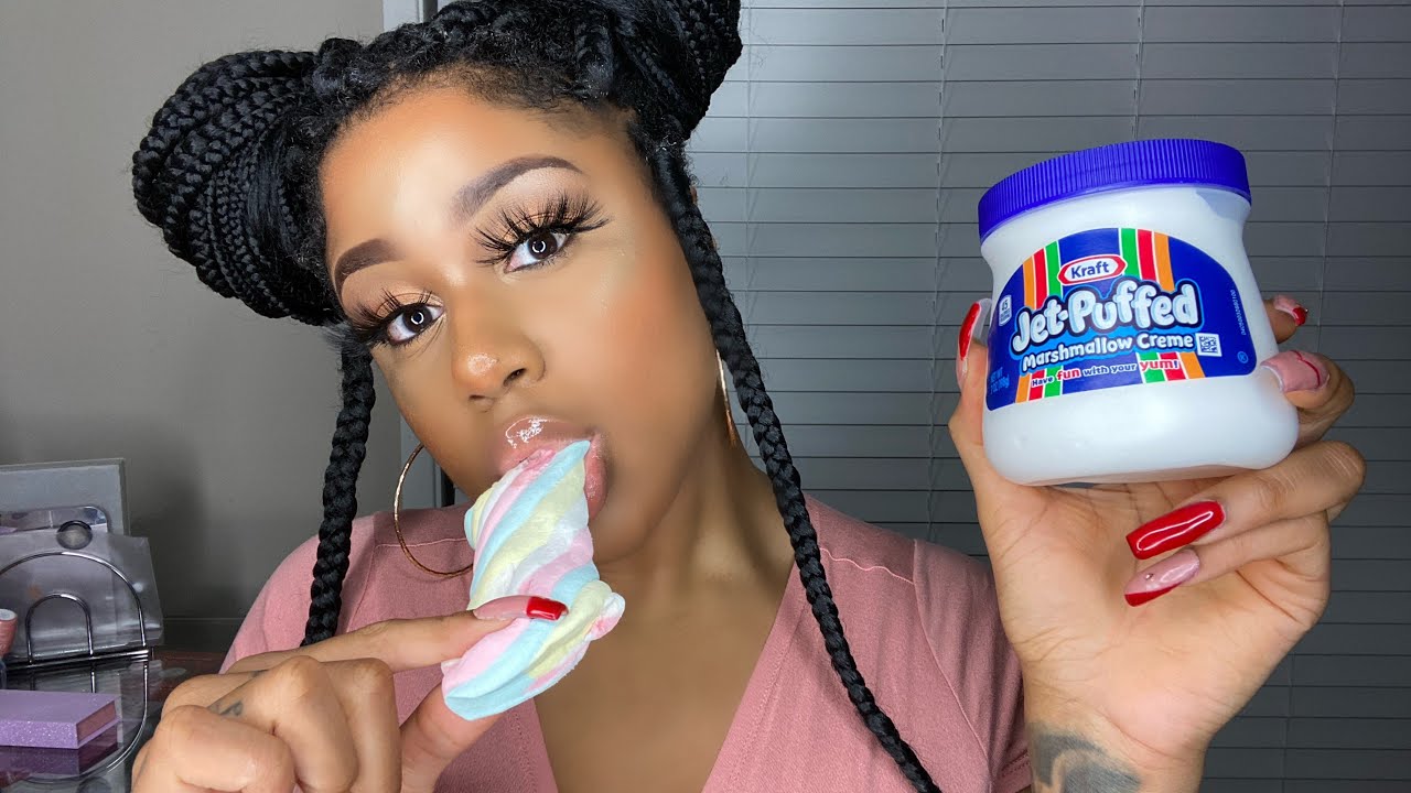 Asmr Marshmallow Fluff Mukbang Soft Squishy Eating Sounds Youtube