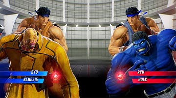 Ryu & Hulk VS Ryu & Nemesis (Very Hard) - Marvel vs Capcom | 4K UHD Gameplay