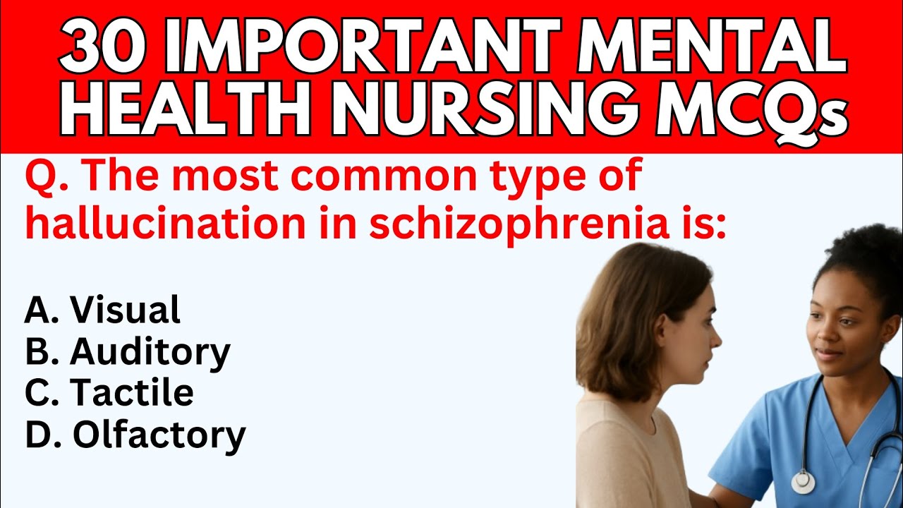 30 Mental Health Nursing Important Questions | Psychiatric Nursing MCQ with Answers