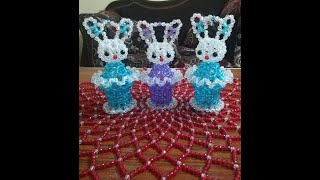 طريقة عمل فانوس ارنب بالخرز How to make a rabbit lantern from beads