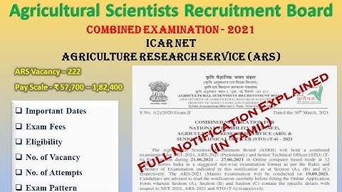 ASRB NET 2021/ ARS 2021/ ASRB Combined Examination 2021/ Full Notification Explained In TAMIL
