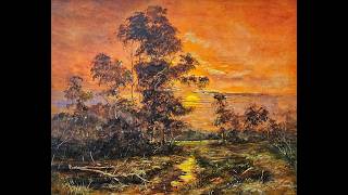Tutorial How to paint a Tonalist Orange Sunset In Watercolor Part  2 on @meedenarts  100% Cotton