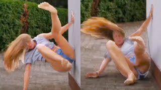 GIRL FALLS DOING HANDSTAND | FUNNY FAILS