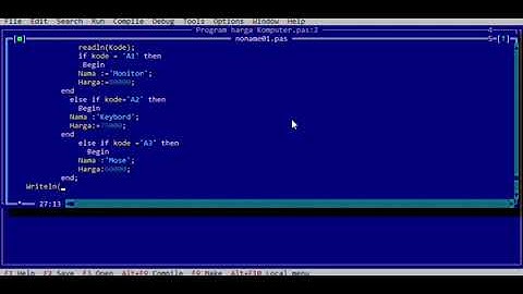Membuat Program Simple menggunakan Repeat until & If else/case of (Pascal)
