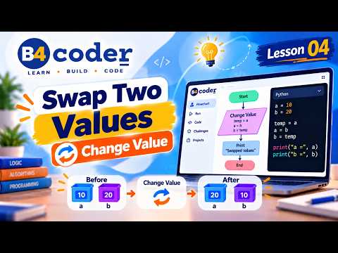 Swap two values (Change Value) : the 3-cup trick | Learn with Blocks #4 | B4Coder