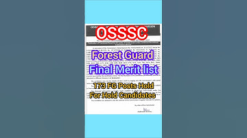 OSSSC Forest Guard Final Merit list/results released #osssc #forestguard
