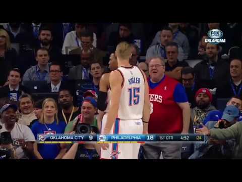 Sixers Fan Shows Middle Finger to Russell Westbrook   Thunder vs Sixers   2016 17 NBA Season