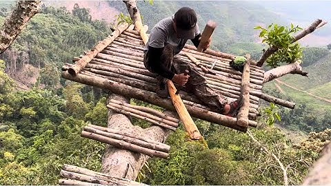 Build a treehouse high in the rainforest - Extreme survival shelter | bushcraft skills