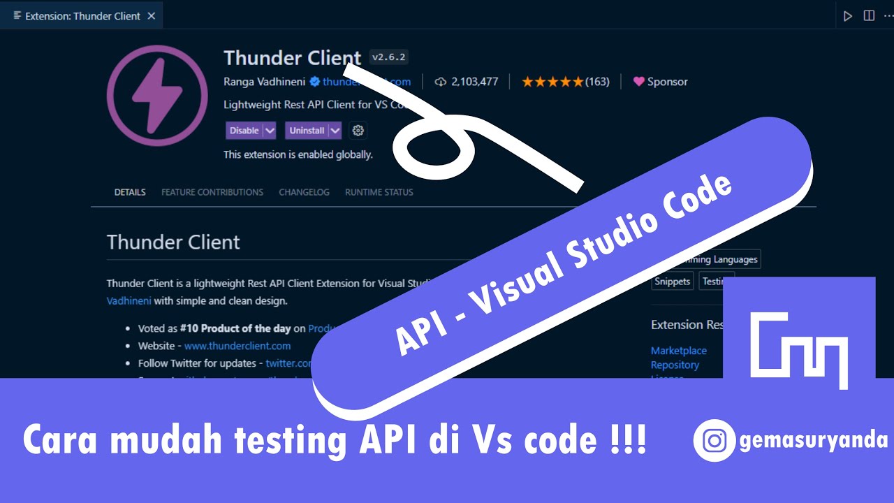 Cara mudah dan gampang testing API di Visual Studio Code - YouTube
