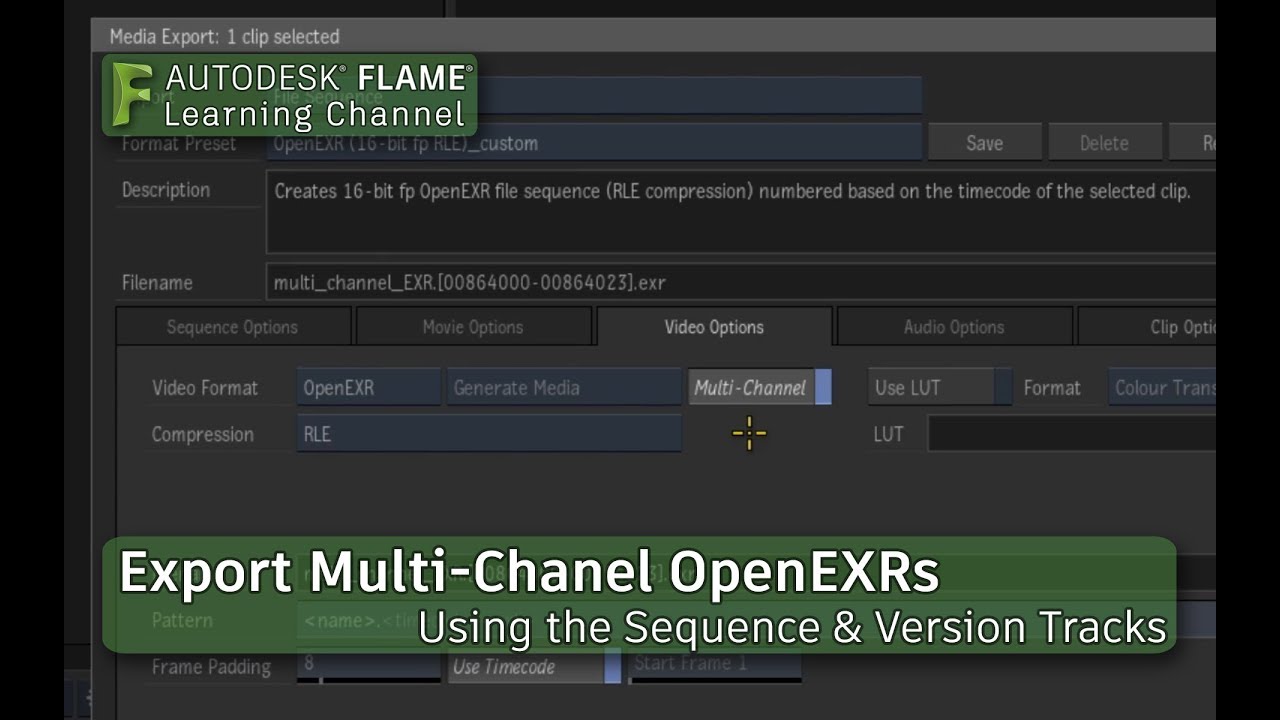 Exporting Multi-Channel OpenEXRs using the Timeline - Flame 2018.3 Update
