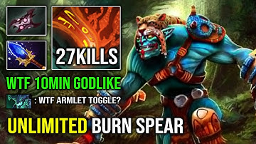 WTF 10Min Godlike Insane Armlet Toggle Unlimited Burning Spear Mid Huskar Dota 2