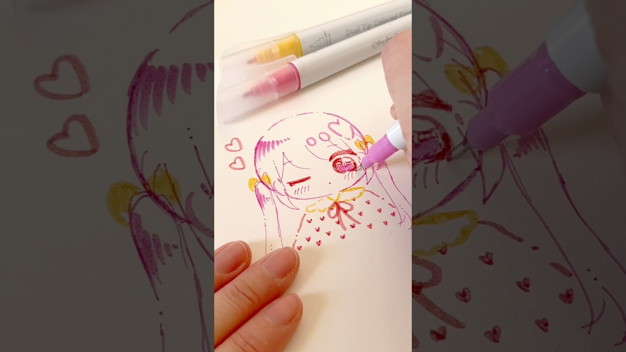 ミリペンだけでイラスト描いてみた✍ #shorts #Ohuhu #drawing #アナログイラスト