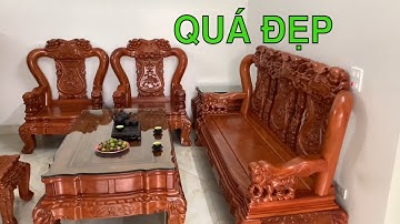 [BÀN GIAO] bộ ghế minh quốc voi chiến cột 12 gỗ hương siêu vân | Đồ Gỗ Bảo Lộc