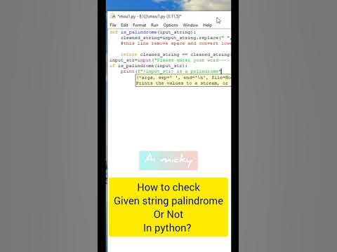 Write a python program🔥 to check given string palindrome or not? - YouTube