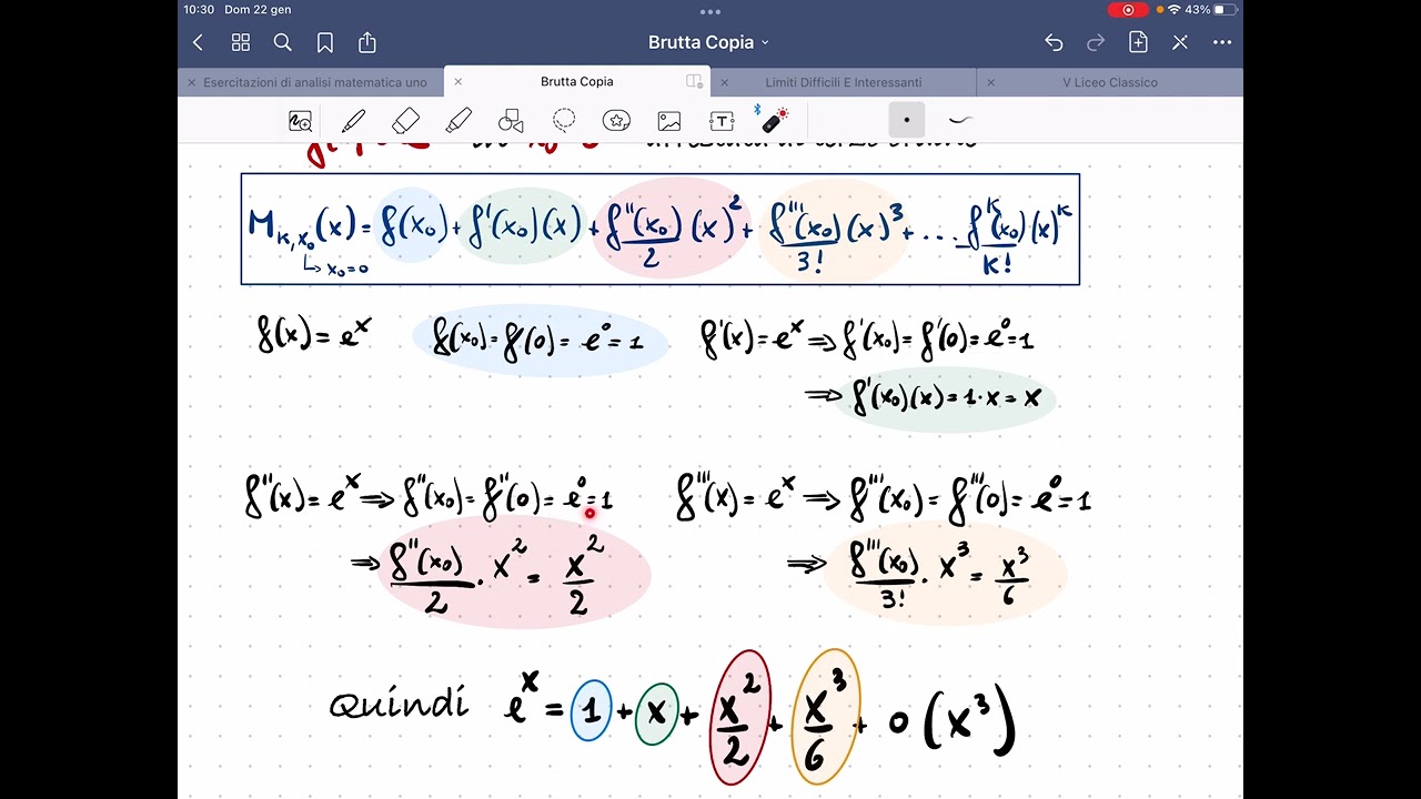 Sviluppi di Taylor-Maclaurin. Spiegazione completa, facile e intuitiva con grafico.