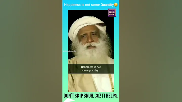 Happiness is not some Quantity 😊 #sadhguru #shorts #life #happy #happiness #smile #laugh #bliss - DayDayNews
