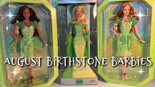 August Barbie Birthstone Beauties 2007 and Birthstone Collection 2002 Miss  Peridot ADULT COLLECTOR