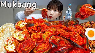 Sub)Real Mukbang- Острые морепродукты на пару 🔥 Пельмени 🥟 Жареный рис 🥘 АSMR КОРЕЙСКАЯ ЕДА