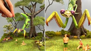 MONSTER PRAYING MANTIS Hunts Sunbathers! Diorama, Polymer Clay by Emz Odd Works 51,766 views 2 weeks ago 8 minutes, 15 seconds