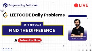 Solving Daily Leetcode Challenge Live with Vivek, ex-SDE at Amazon | 389 Find the Difference When You Do Dsa Leetcode Codeforces Coding All Day Dsa Leetcode Coding Codeforces Maang