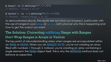 Understanding mkString Behavior with Numeric Range Types in Scala
