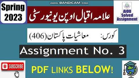 ⏩ AIOU Code 406 Solved Assignment No.3 Spring 2023 | Subject: Economics Of Pakistan |Level: BA/B.Com