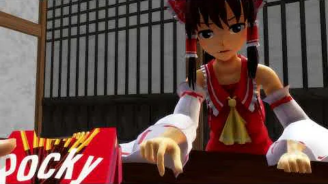 霊夢と魔理沙ポッキーゲーム