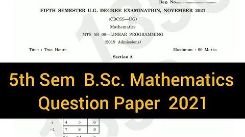 LINEAR PROGRAMMING        |       5th sem    B.Sc. Mathematics     Question paper  2021 #calicut