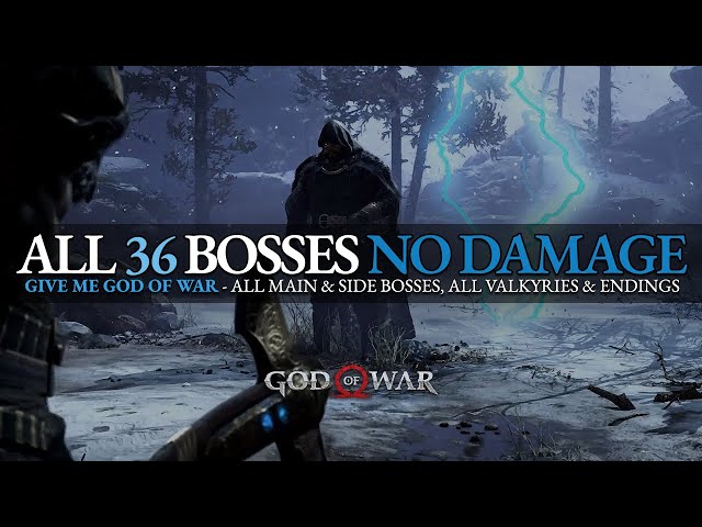 God of War - All 36 Boss Fights u0026 Ending (No Damage) - Main, Side Bosses u0026 All Valkyries (GMGOW) class=