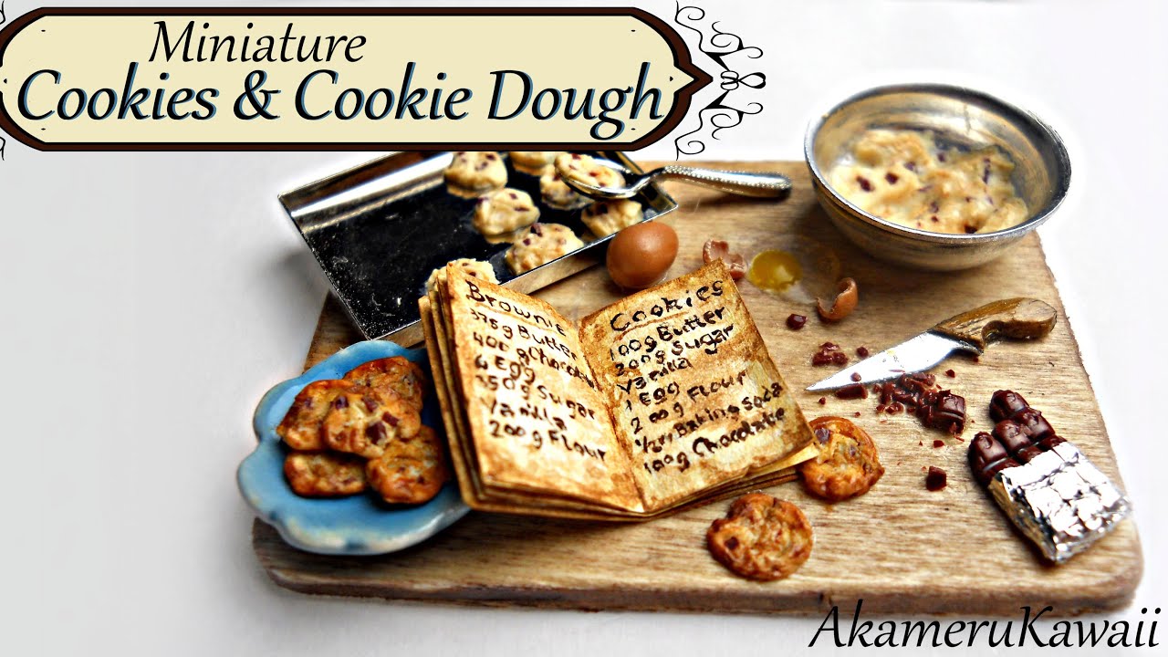 Miniatue Cookies and cookie dough tutorial - Miniature baking scene ...