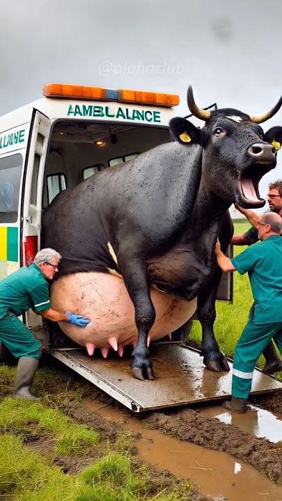 Pregnant cow rescued by doctor's from muddy field 🙏 #humanity #cow #animals #rescueanimals #pets