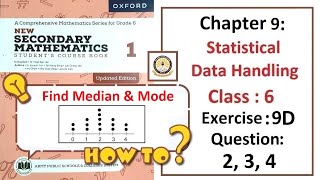 Exercise 9D Questions 2 ,3 & 4  (Median) – Math Class 6 Army Public School (APS).
